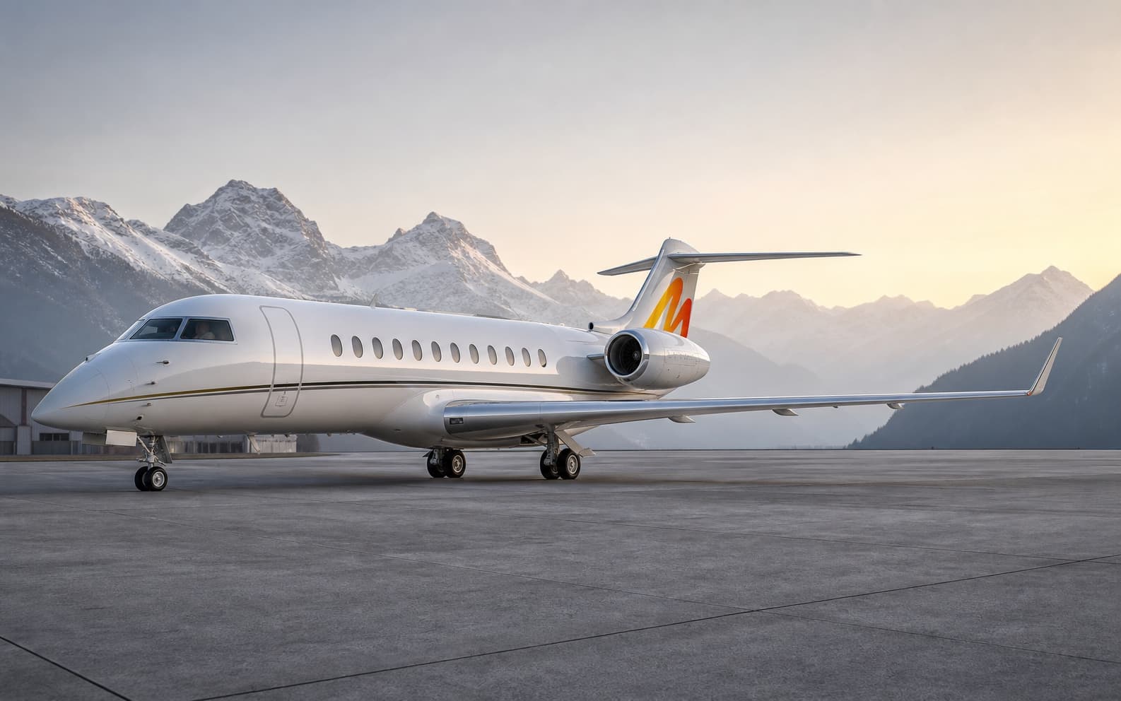MetaJetz campaign aircraft at an alpine private airport
